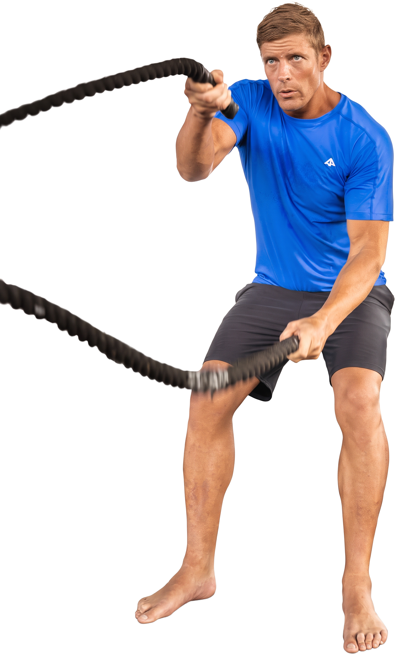 Dai training with battle ropes