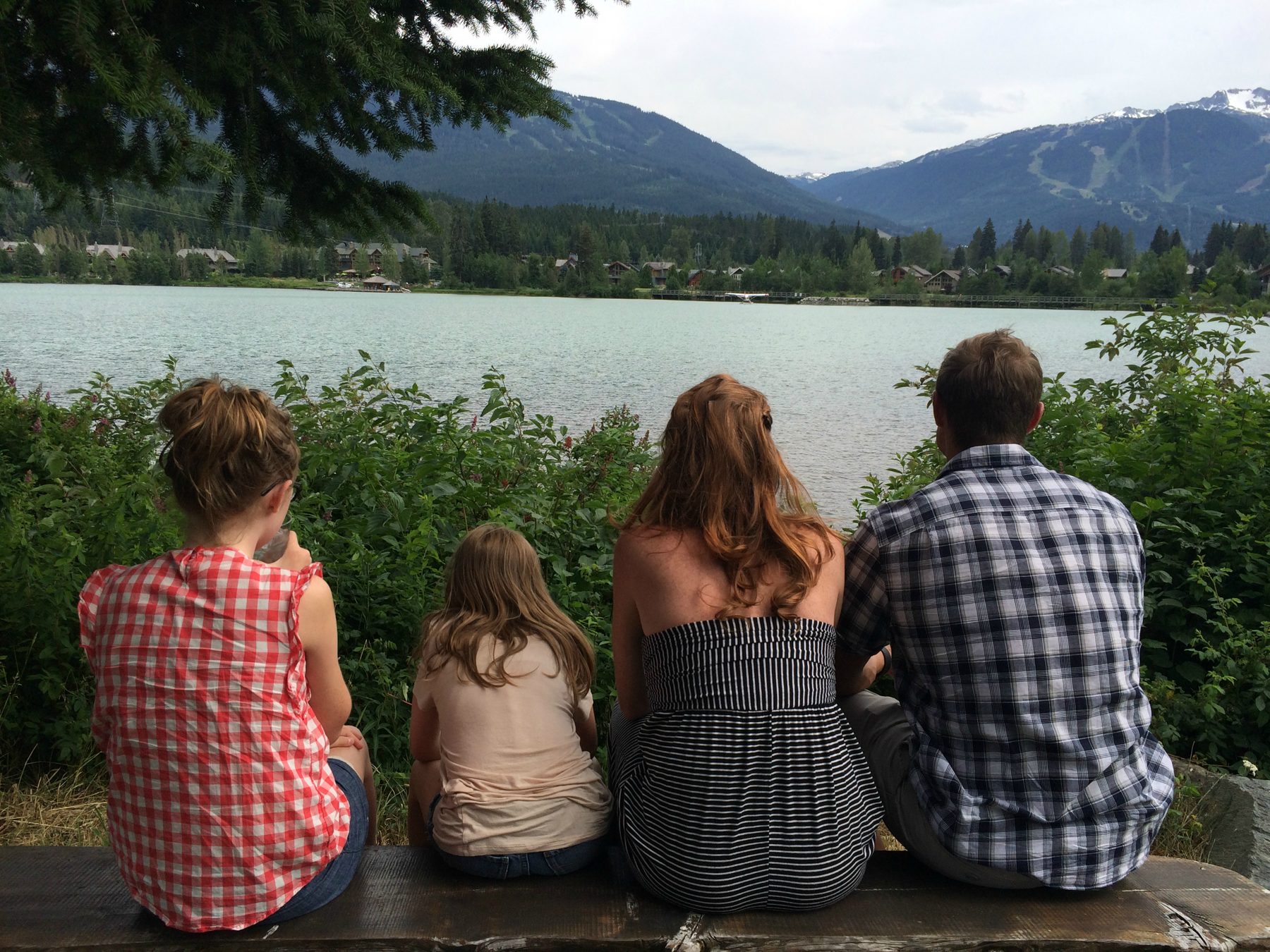 The Manuel family together at the lake